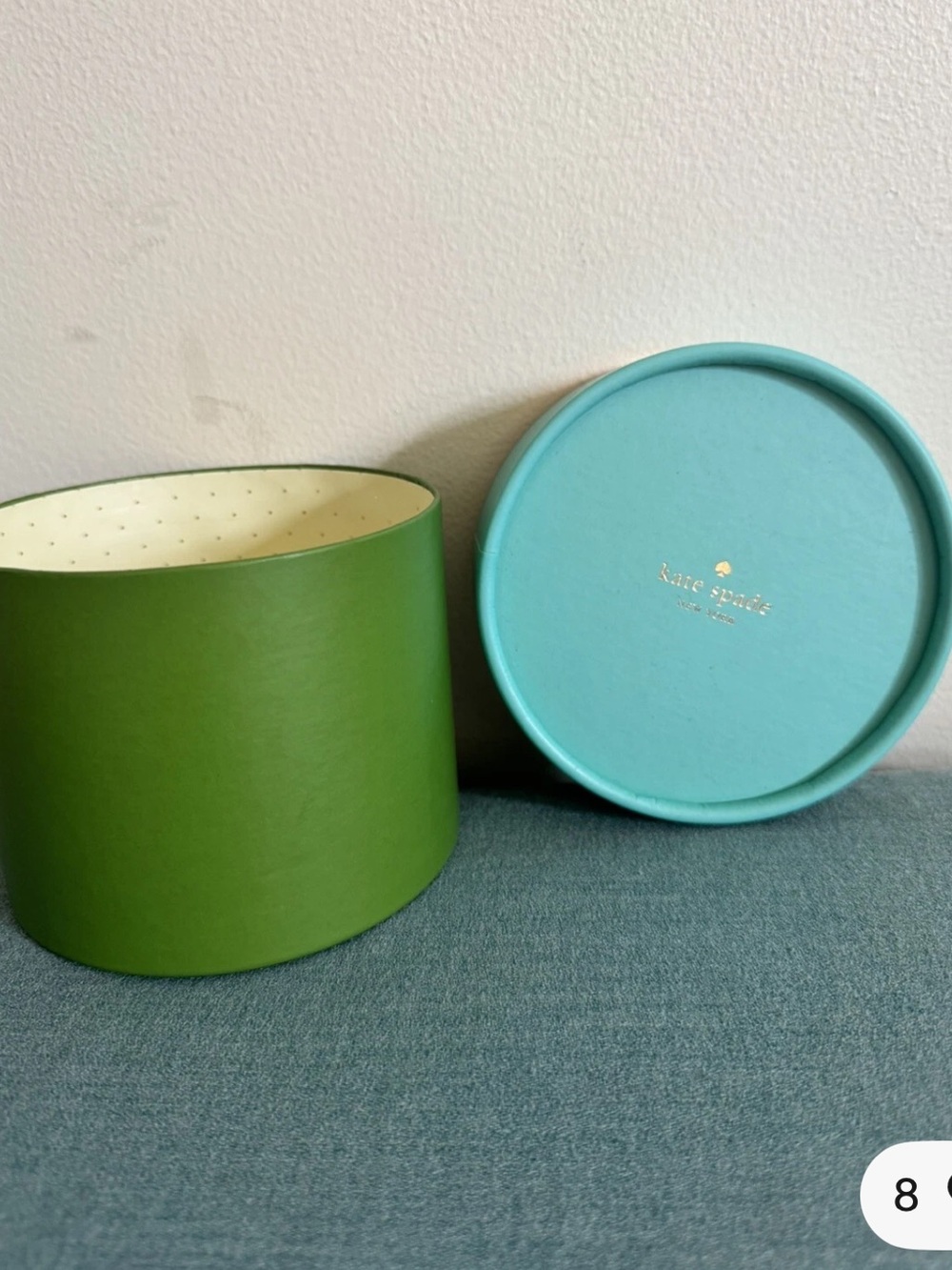 Kate Spade Small 4" D x 3.9" H Round Gift Box (Blue Green)